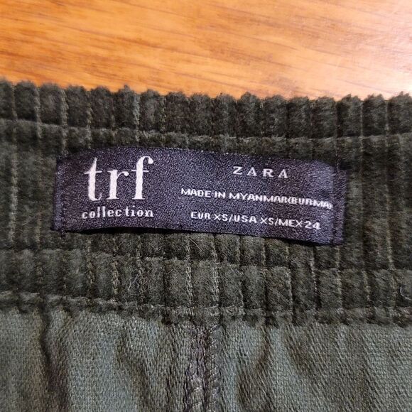 Zara TRF Collection Green Corduroy Button Front Closure Mini Skirt Size XS - Picture 5 of 9